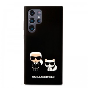 Samsung Galaxy S22 Ultra Karl Lagerfeld KLHCS22LSSKCK Karl Choupette Liquid Silicone tok fekete
