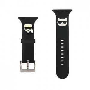 Apple Watch 42/44 mm Karl Lagerfeld Karl és Choupette óraszíj fekete (KLAWLSLCKK)