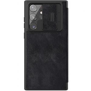 Samsung Galaxy S22 Ultra Nillkin Qin Pro bőr fliptok fekete