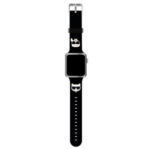 Apple Watch 38/ 40/ 41mm Karl Lagerfeld KLAWMSLCKK Karl és Choupette óraszíj fekete (KLAWMSLCKK)