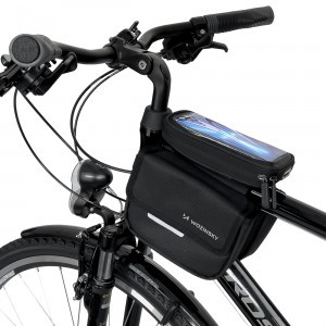 Wozinsky vízálló kerékpártáska vázra helyezhető, telefontartóval 1,5L fekete (WBB26BK)