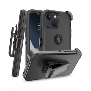 iPhone 13 mini 360 fokos védelmet biztosító Defender tok kijelzővédővel, övcsipesszel fekete
