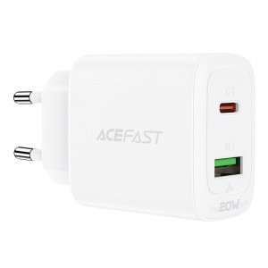 Acefast hálózati töltő adapter USB Type-C / USB 20W PPS PD QC3.0 AFC FCP fehér