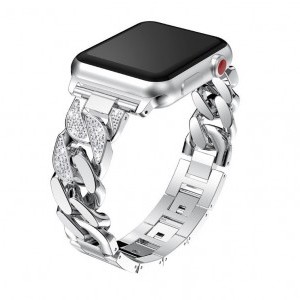 Apple Watch 4/5/6/7/SE (38/40/41mm) Luxury V3 fém óraszíj ezüst színű Alphajack