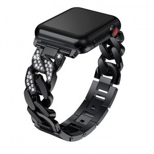 Apple Watch 4/5/6/7/SE (38/40/41mm) Luxury V3 fém óraszíj fekete színű Alphajack