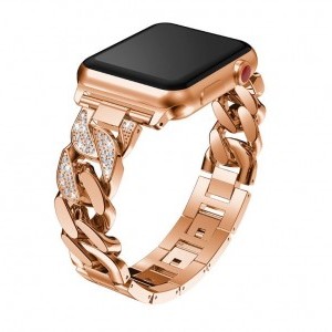 Apple Watch 4/5/6/7/SE (38/40/41mm) Luxury V3 fém óraszíj rosegold színű Alphajack