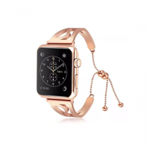 Apple Watch 3/4/5/6/7/SE (38/40/41mm) karkötő formájú V2 fém óraszíj rose gold színű Alphajack