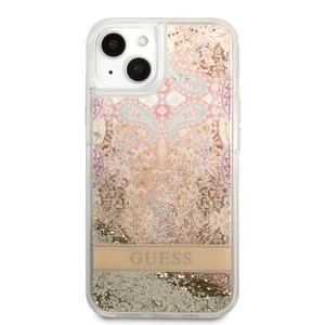 iPhone 13 Mini Guess Liquid Glitter Flower csillámos tok arany