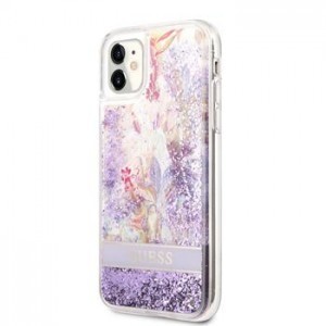 iPhone 11 Guess Liquid Glitter Flower csillámos tok lila (GUHCN61LFLSU)