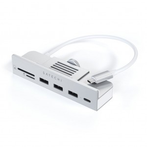 Satechi USB-C Clamp HUB iMac 24'' (2021) / (1x USB-C, 3x USB-A 3.0, 1x microSD, 1x SD kártyaolvasó) - Ezüst