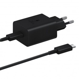 Samsung 45W Type-C(PD) hálózati töltő adapter fekete + USB-C töltőkábel gyári (EP-T4510XBE)