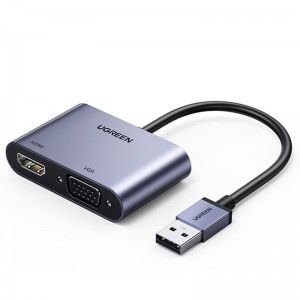 Ugreen USB átalakító adapter - HDMI 1.3 (1920 x 1080 @ 60Hz) + VGA 1.2 (1920 x 1080 @ 60Hz) szürke (CM449)