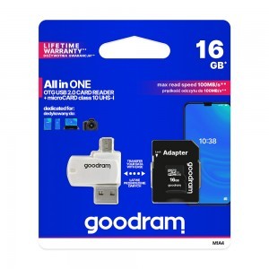 GoodRam memóriakártya 16GB microSDHC class 10 UHS-I + adapter + kártyaolvasó