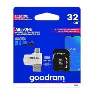 GoodRam memóriakártya 32GB microSDHC class 10 UHS-I + adapter + kártyaolvasó