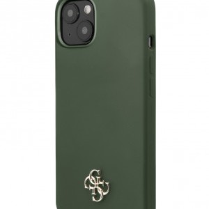 iPhone 13 Guess 4G Szilikon Metal Logo tok khaki színben (GUHCP13MS4LA)