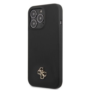 iPhone 13 Pro Max Guess 4G Szilikon Metal Logo tok fekete (GUHCP13XS4LK)