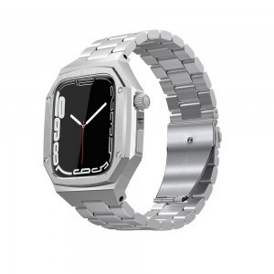 Apple Watch 4/5/6/7/SE (44/45mm) fém óraszíj és tok készlet ezüst
