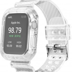 Apple Watch 4/5/6/7/SE (38/40/41mm) karbon mintás óraszíj és tok átlátszó
