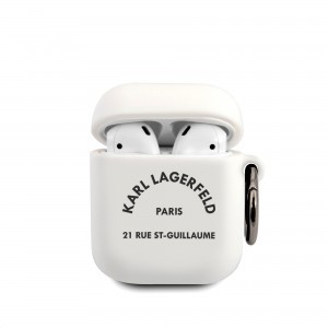 AirPods 1/2 Karl Lagerfeld Rue St Guillaume szilikon tok fehér (KLACA2SILRSGWH)