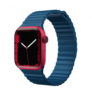 Apple Watch 4/5/6/7/SE (42/44/45mm) Next One bőr óraszíj farmerkék (AW-4244-LTHR-BLU)