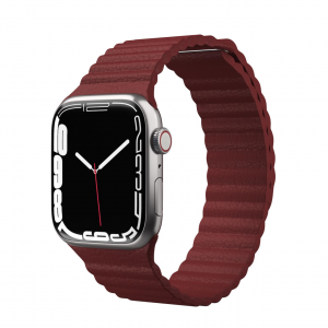 Apple Watch 4/5/6/7/8/SE/Ultra (42/44/45/49mm) Next One bőr óraszíj bordó (AW-4244-LTHR-CRT)