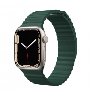 Apple Watch 4/5/6/7/SE (42/44/45mm) Next One bőr óraszíj levélzöld (AW-4244-LTHR-GRN)