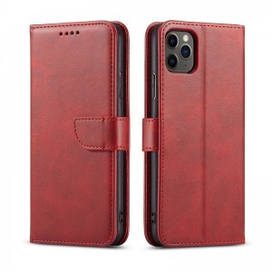 Samsung Galaxy A34 5G mágneses PU bőr fliptok kártyatartóval piros Alphajack
