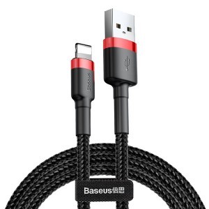 USB Lightning kábel - 2A 3m fekete-piros Baseus CALKLF-R91