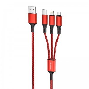 Borofone BX50 Fresco 3in1 USB - USB Type-C, Micro USB, Lightning 2.4A 1m piros