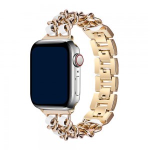 Apple Watch 4/5/6/7/8/SE (38/40/41mm) fém karkötő óraszíj arany-fehér színű