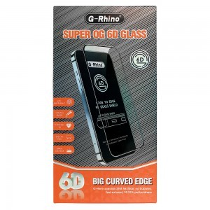 iPhone 14 Pro Max G-Rhino 6D kijelzővédő üvegfólia fekete (10 db)