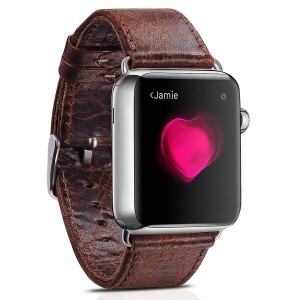 Apple Watch Watch 8/7/6/5/4/3/2/SE (41/40/38mm) iCarer valódi bőr óraszíj sötétbarna (RIW103-CO)