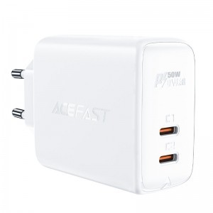 Acefast A29 PD 50W GaN (2 x USB Type C) dual portos töltő adapter fehér