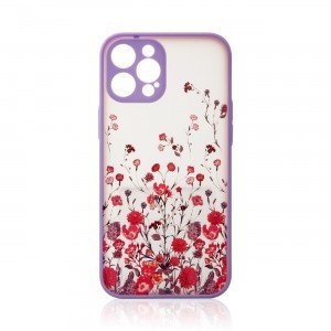 iPhone 13 Design virágmintás tok lila