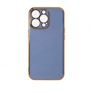 iPhone 13 Pro Lighting Color gél tok arany kerettel kék