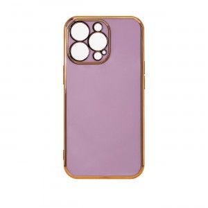 iPhone 13 Pro Max Lighting Color gél tok arany kerettel lila