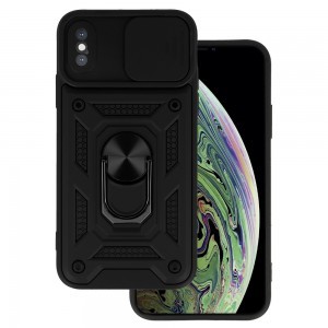 iPhone X / XS Armor tok csúsztatható kamera lencse védővel fekete