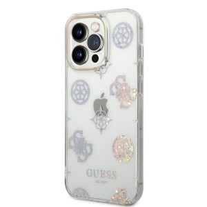 iPhone 14 Pro Max Guess PC/TPU Peony Glitter tok fehér (GUHCP14XHTPPTH)