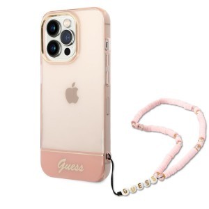 iPhone 14 Pro Guess PC/TPU Camera Outline Translucent tok karpánttal rózsaszín (GUHCP14LHGCOHP)