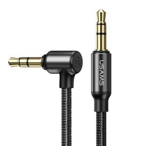 USAMS Audio kábel fonott 3.5mm jack - 3.5mm jack 1.2m fekete (US-SJ557)