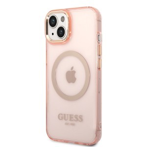 iPhone 14 Plus Guess Translucent MagSafe kompatibilis tok rózsaszín (GUHMP14MHTCMP)