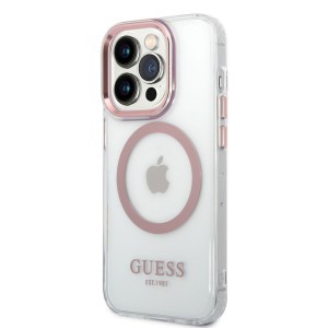 iPhone 14 Pro Guess Transparent MagSafe kompatibilis tok rózsaszín (GUHMP14LHTRMP)
