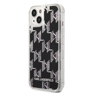 iPhone 14 Karl Lagerfeld Monogram Liquid Glitter tok fekete (KLHCP14SLMNMK)