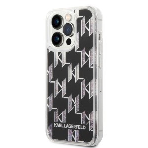 iPhone 14 Pro Karl Lagerfeld Monogram Liquid Glitter tok fekete (KLHCP14LLMNMK)