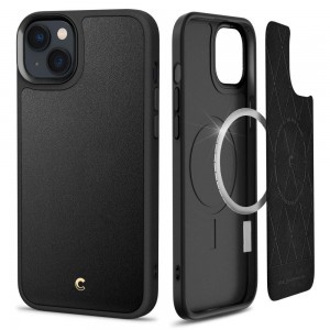 iPhone 14 Spigen Cyrill Kajuk MagSafe-kompatibilis bőrtok fekete (ACS05091)