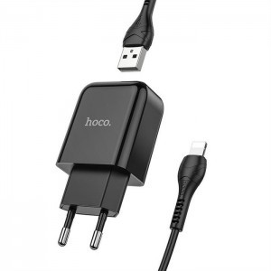 HOCO N2 Vigor hálózati töltő adapter + USB - Lightning kábel 2A fekete