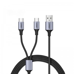 Ugreen osztókábel USB - USB Type C / microUSB 1m fekete (US196)