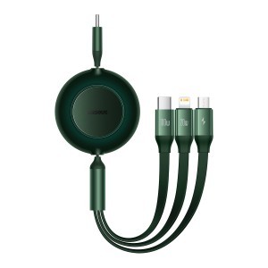 Baseus Bright Mirror2 3 az 1-ben kábel Type C - Type C, micro USB, Lightning 100W 1.1 m zöld