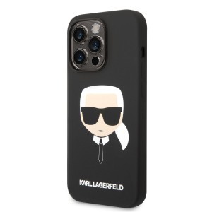 iPhone 14 Pro Karl Lagerfeld Karl Head MagSafe szilikon tok fekete (KLHMP14LSLKHBK)