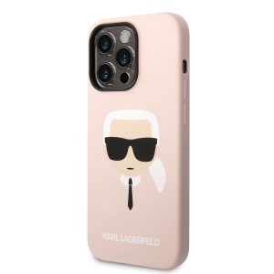 iPhone 14 Pro Karl Lagerfeld Karl Head MagSafe szilikon tok rózsaszín (KLHMP14LSLKHLP)